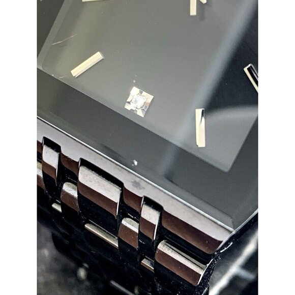 Bulova Men's Watch 98D164 Quartz Diamond Black Dial Steel Quartz CHIPPED CRYSTAL - Picture 7 of 15